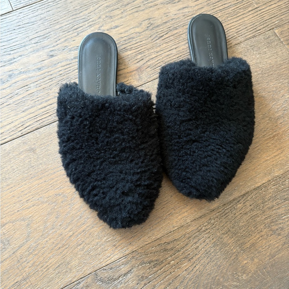 Jenni Kayne Black Shearling Mules